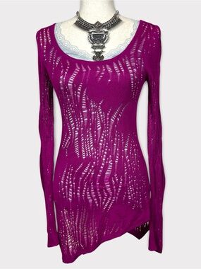Y2k Express Open‎ Knit Long Sleeve Top Small Fairy Grunge Preppy Indie Sleeze